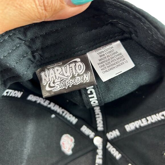 Naruto Shippuden Akatsuki Kanji Black Snapback Hat Unisex Adjustable - Picture 8 of 8